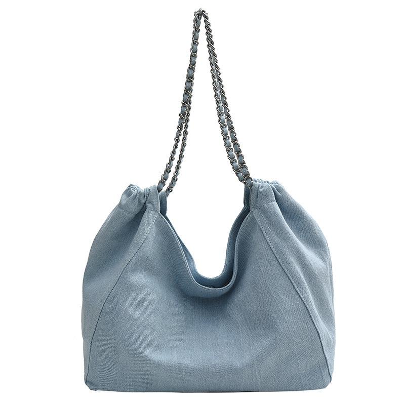 Geantă denim de capacitate mare pentru femei, nouă, versatilă, de umăr, sub braț, geantă tote casual pentru navetă