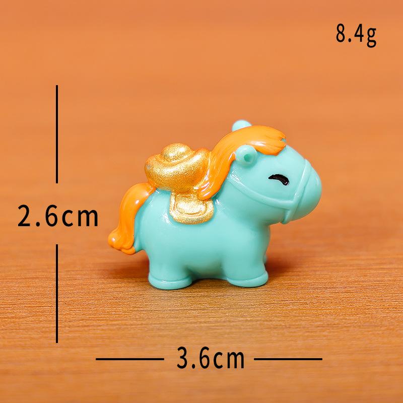 Fortune Horse Resin Figurine Miniatures Cartoon Resin Horse Micro Landscape Ornaments Home Desk Decor