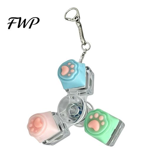 Clicky Mechanical Keyboard Toy LED Light-up Fidget Spinner Decompression Button Finger Clicker Glowing 2/3/4/5/6-Keys Keychain Stress Relief Desk