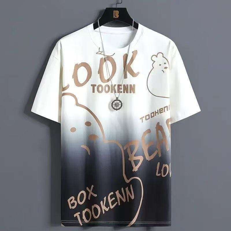 

Men s Ice Silk Bear Print T-Shirt - Teen Casual, Stylish & Breathable 6XL сірий