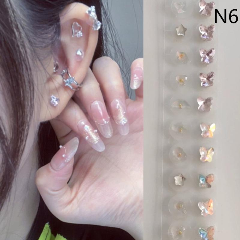 20 Patches Heart Butterfly Bow Rhinestone Ear Point Stickers Ear Pressure Stick Acupuncture Magnetic Beads Auricular Ear Sticker