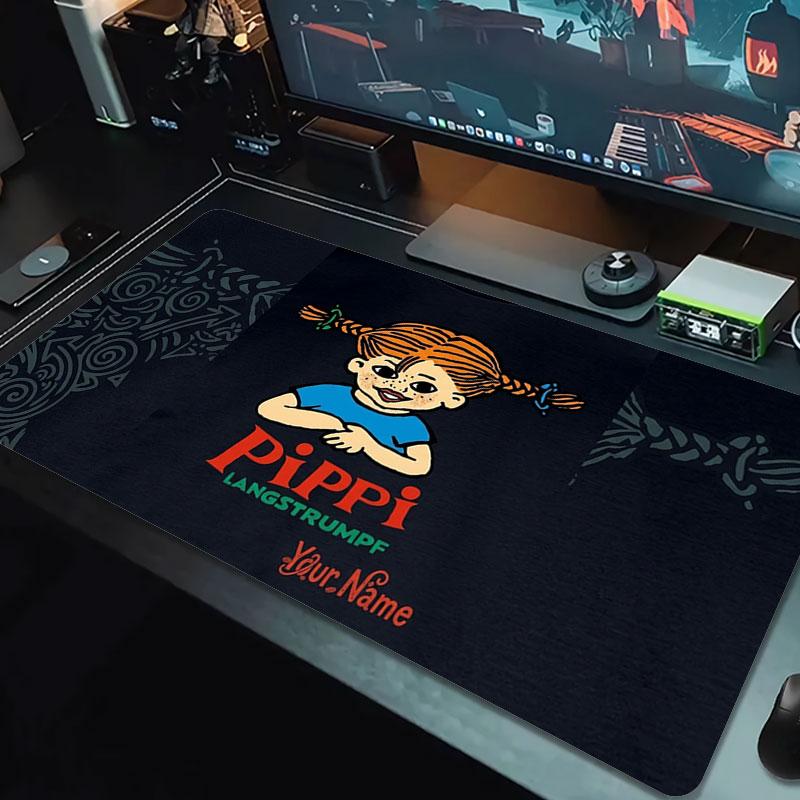 Pippi Longstocking Custom Name Large Size Mouse Pad Large Gaming Table Cushion Non-slip Laptop Tablet Big Mousepad XXL Mat Mini PC Playmat With Lock E