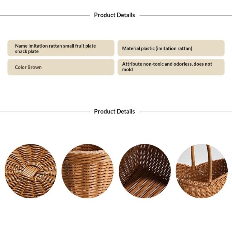 Handwoven Hardness Rattan Wicker Woven Serving Baskets Household Bread Fruit Vegetables Basket Rattan Basket Restaurant Display