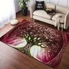 Lebensbaum Teppich, Smaragdgrüner Teppich, Botanischer Bereichsteppich, Teppich mit Golddetail, Natur Dekor Matte, Elegante Wohnzimmer Bodentürvorleger