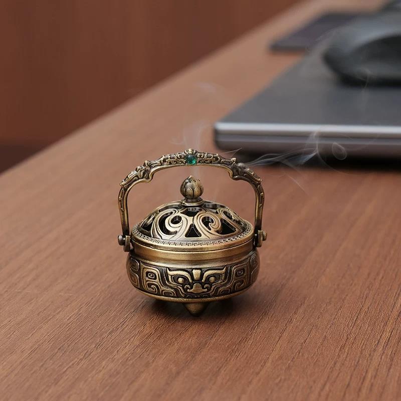 Metal Small Incense Burner Household Indoor Auspicious Cloud Incense Burner Small Pot Incense Burner 7