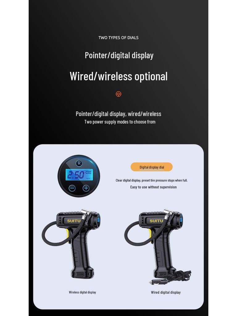 Portable Wireless Smart Car Tire Inflator with Digital Display