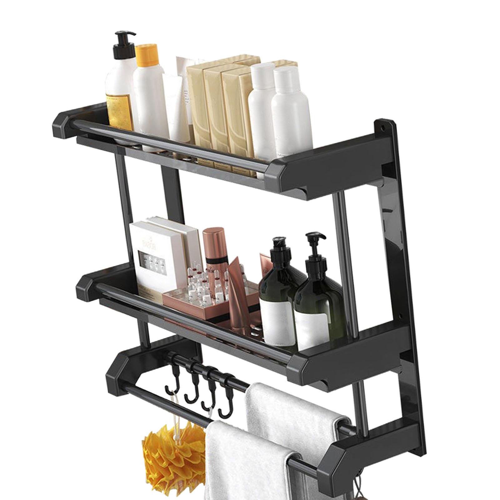 

Bathroom Storage Rack Wall mounted Stainless Steel Towel Rack for Toilet Bathroom Kitchen Hanging Accessories Double 50cm Double layers
