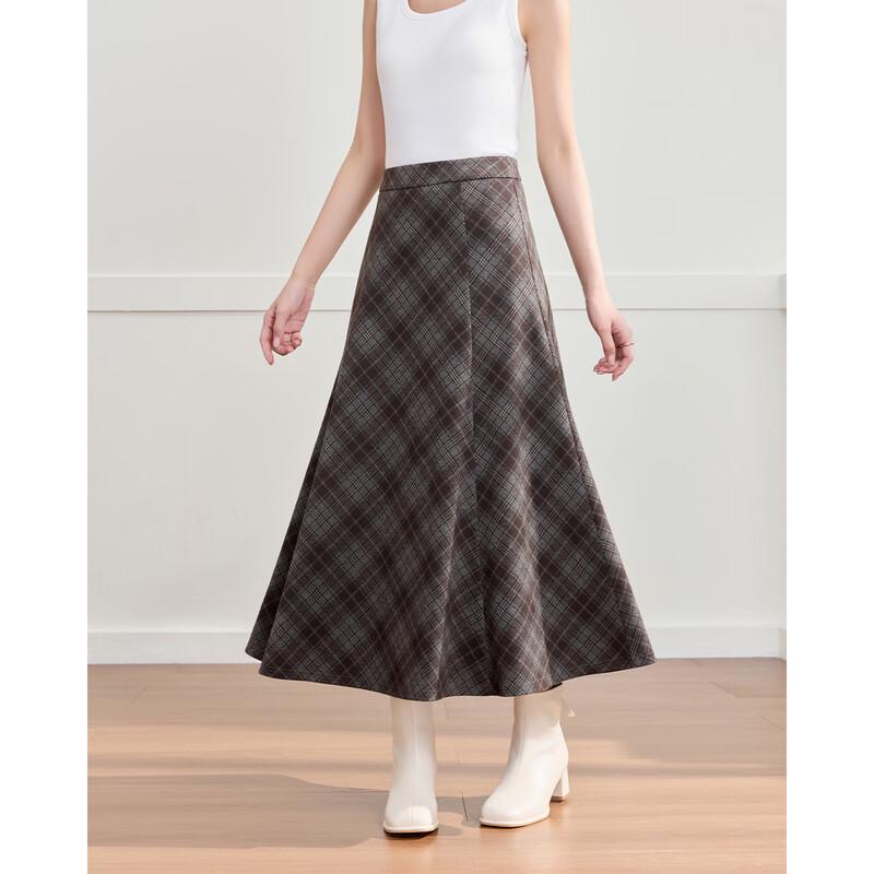 IEF Vintage Plaid A-Line Midi Skirt
