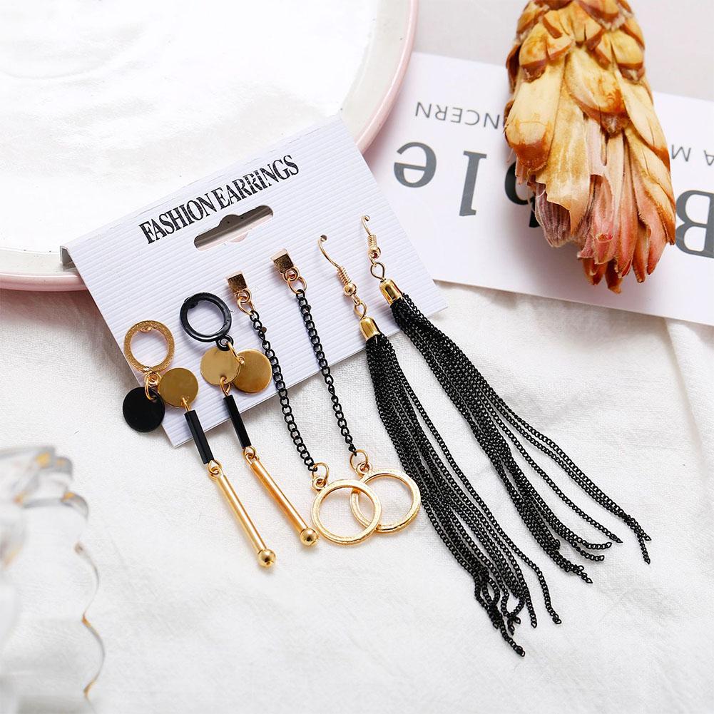 4 Pairs Women Fashion Irregular Fringed Earrings Set