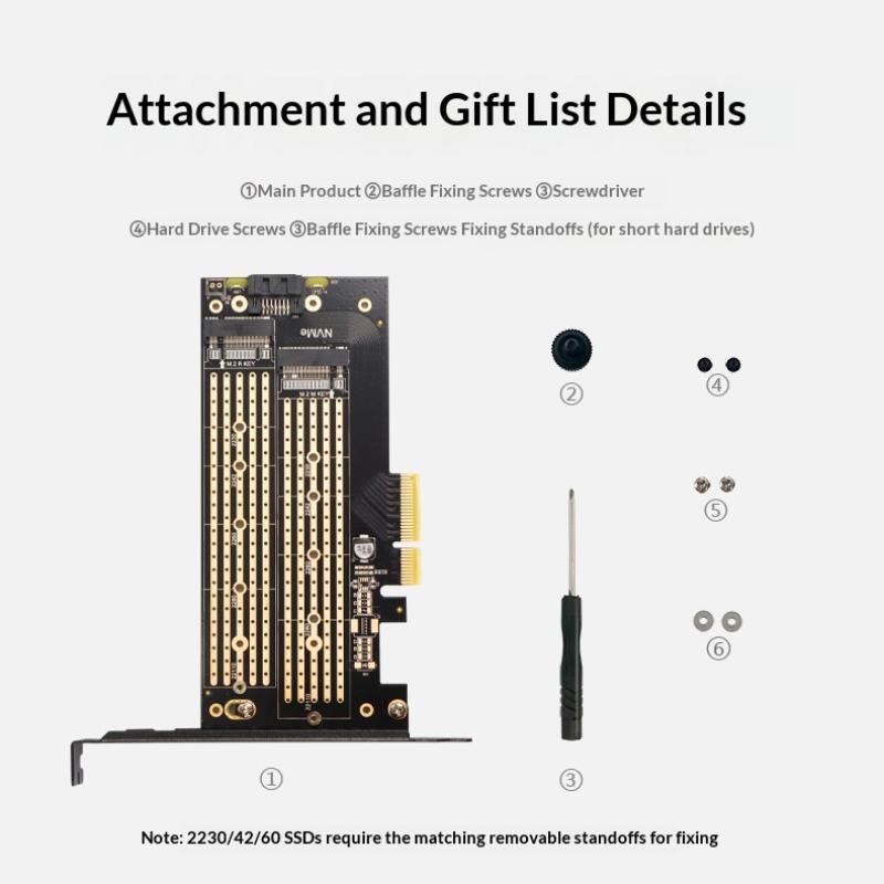 Dual M.2 Pcie 4.0 Adapter For Nvme/Ngff Ssd Nvme (M Key) And Sata (B Key) Ssd To Pcie X4 X8 X16 Slot For Desktop Pc Sk6