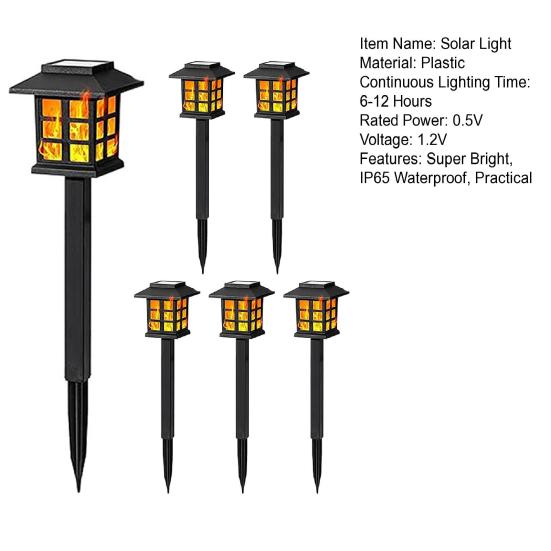 2/6Pcs Lawn Lamps Flickering Flame Solar Torch Lights IP65 Waterproof Hassle-Free Installation Auto On/Off Outdoor Solar Garden Lights