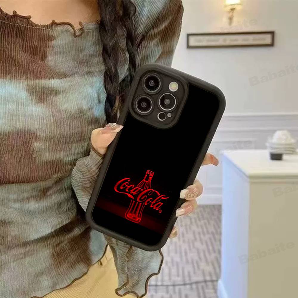 C-COCA Logo C-COLA Silicone Soft Phone Case For IPhone 17 16 14 13 12 11 15 Pro Max Plus Air Cover
