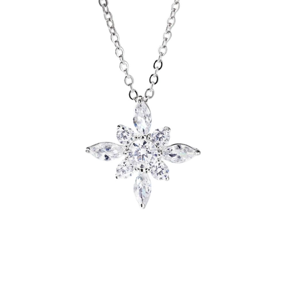 Snowflake Women's Necklace: S925 Sterling Silver with High Carbon Diamond Zirconia - Simple Niche Clavicle Chain Jewelry