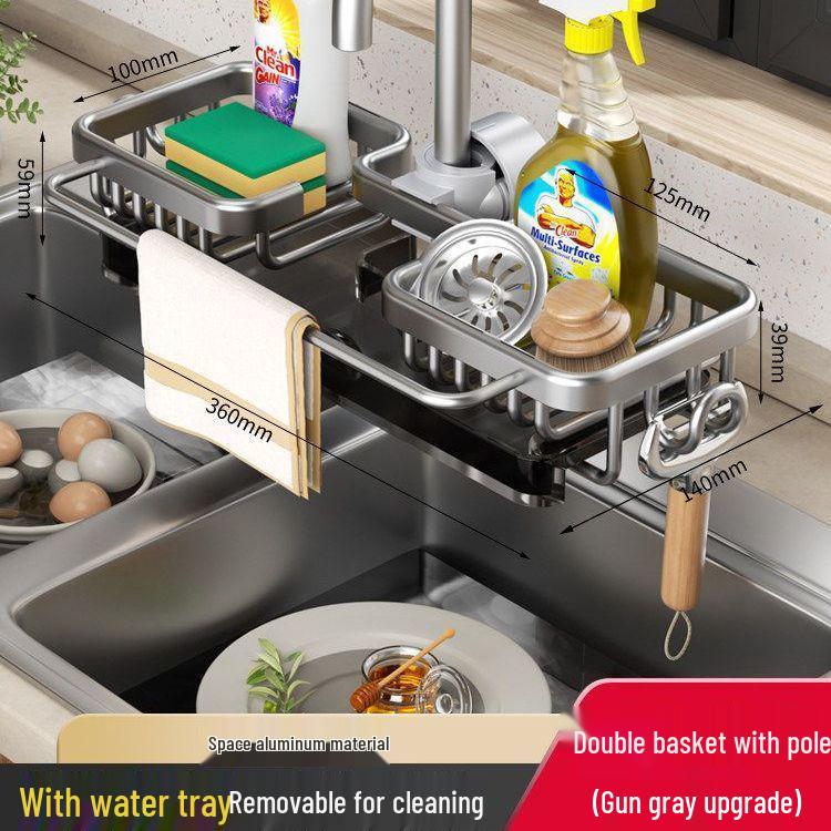 Universal Above-Faucet Dish & Storage Rack with Steel Wool Holder