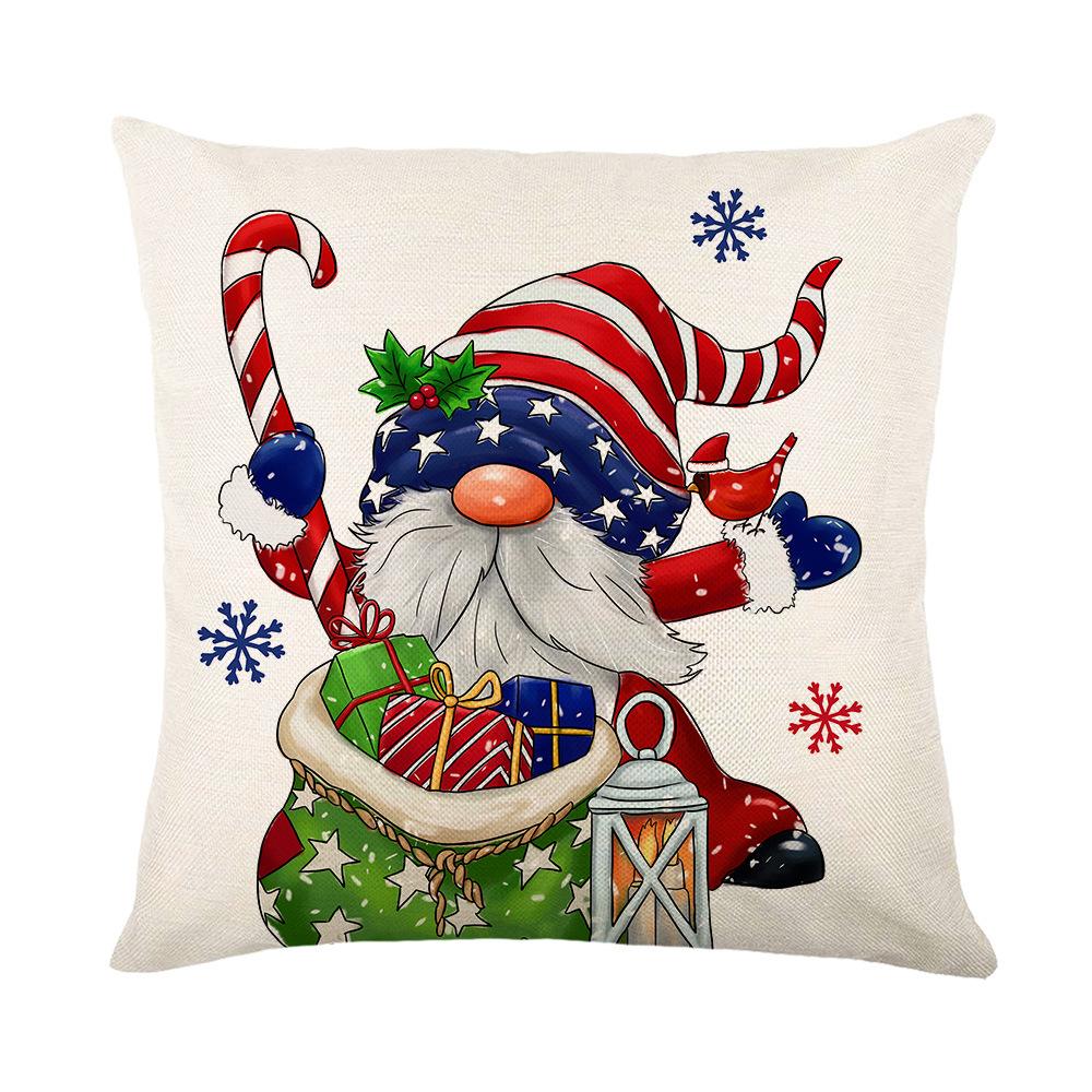 Santa Claus Linen Printed Pillow Cover Home Living Room Sofa Cushion Cover Bedroom Pillow Cover