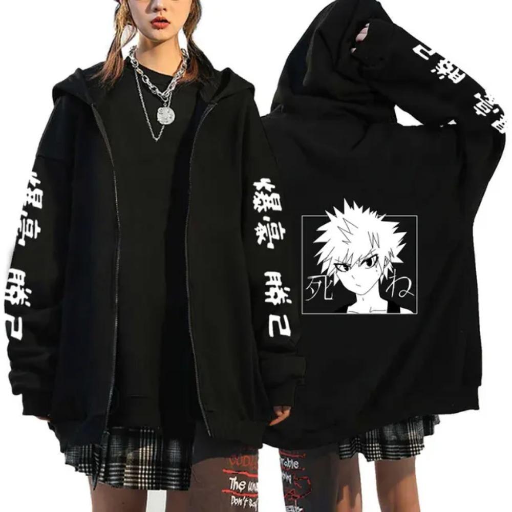 Hot Anime My Hero Academia Himiko Toga Graphic Print Hooded Men Women Zipper Hoodies Oversized Sweatshirt Harajuku Zip Up Jacket