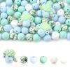 30PCS Silicone Bead Set - Cute Dinosaur, Plant & Flower Designs for DIY Jewelry, Keychains, Bracelets & Craft Pens