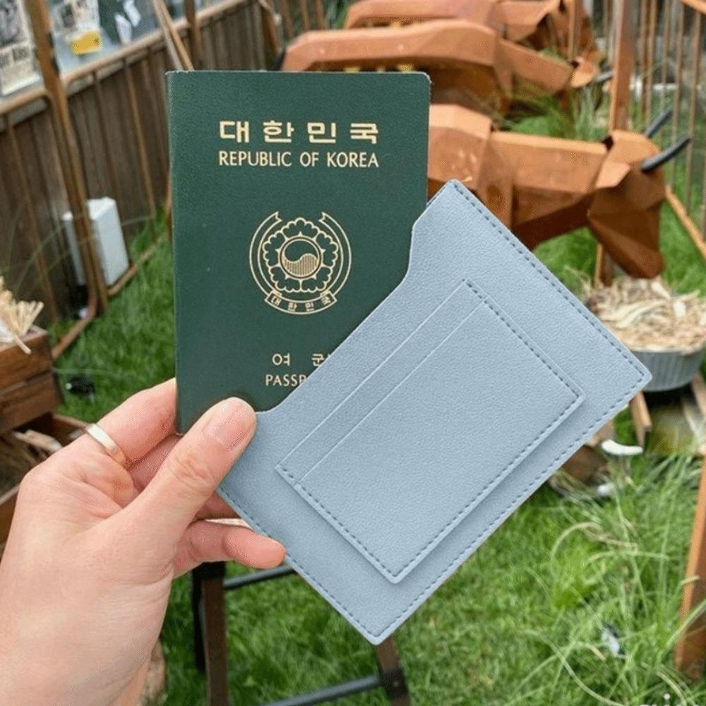 Multifunctional Passport Cover Solid Color Ticket Folder Simple Card Holder Male