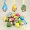 30/12PCS Easter Eggs Pendant Kit with Rabbit Painting Colorful Funny Painted Paper Eggs Educational Foam Hanging Ornaments