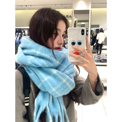Sciarpa Plaid Peluche Invernale per Coppia Sciarpa di Protezione dal Freddo Studente Versatile Ispessita Calda Sciarpa Plaid per Donne