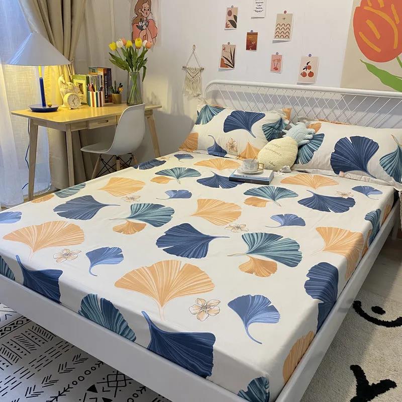Beds Three-piece Cotton Pillow Bag Cover 1.5 Meters 1.8 Bed Seat Meng Si Dust Bed Cover Built-in Diamond Plaid Fresh Pastoral