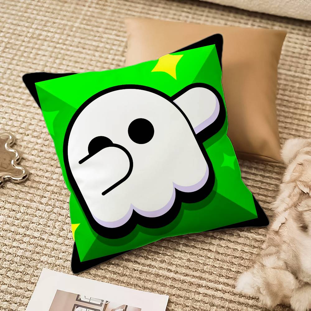 B-Brawl Anime S-Stars Pillow Case Anti-dustmite Pillowcase Invisible Zipper Silky Short Plush Sofa Cushion Cover