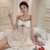Ice Silk Sleeveless Sleepwear For Women With Padded Bust Summer Home Lounge Dress