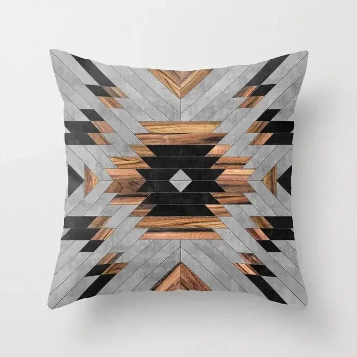 Housses d'oreiller 45x45cm Créatives Texture Bois Marbre Mode Géométrique Coussins Décor de Maison Ferme Canapé Coussins de Jet