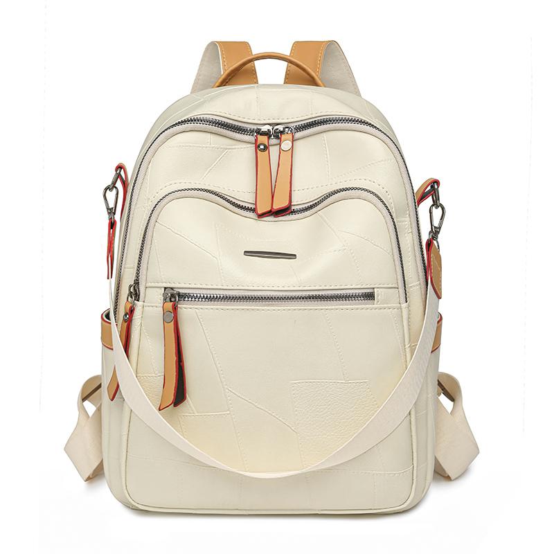 

Женский рюкзак с цветными блоками, многофункциональная сумка через плечо, многоцелевой дорожный рюкзак бежевый