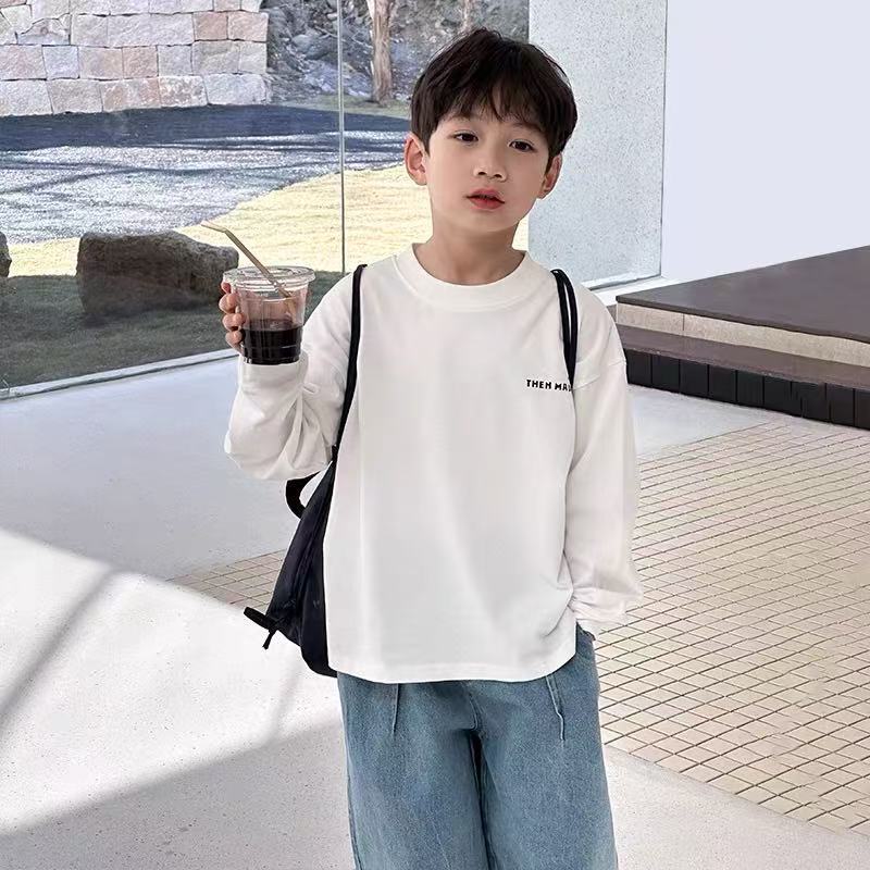Boys Cotton Long Sleeve T Shirt Spring Autumn Casual Base Layer Top Kids Comfortable Tee