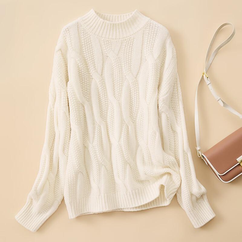 Женский свитерок Jinjue с косами, 100% мериносовая шерсть, с воротником-гольф M