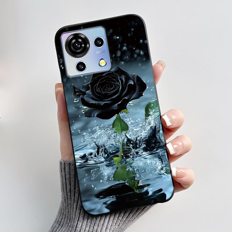 For ZTE Blade V50 Vita Case Black TPU Silicone Luxury Cute Cool Flower Phone Cases for Blade V 50 Vita V50Vita Bumper Soft Cover