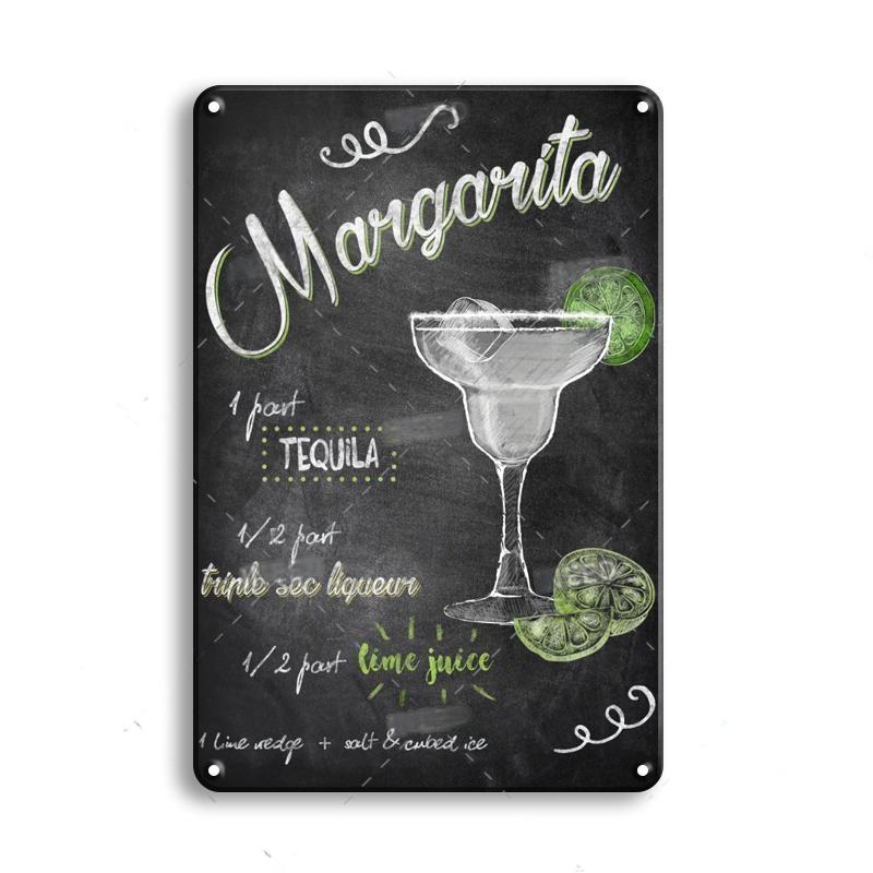 Vintage Metal Tin Sign Decorations Gin & Tonic Cocktail Plate Decorative Poster Plaque Bar Kitchen Home Wall Decor 8 X 12 Inch