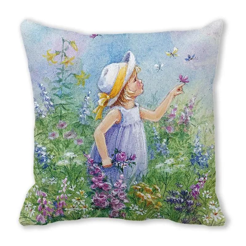 Home Decor Spring/Summer Pillowcase Animal Cat Dog Duck Sheep Print Cushion Cover Sofa Polyester  Funda De Almohada