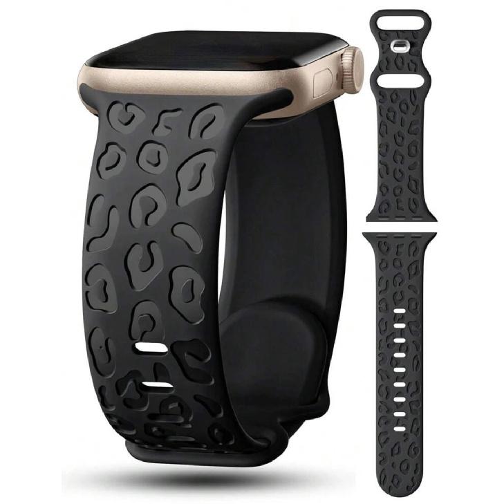 

Silicone leopard Strap For Apple Watch band women Series Ultra 10/9/8 38mm 40mm 41mm 42mm 44mm 45mm 46mm 49mm 38mm40mm41mm 42mmS10 чёрный