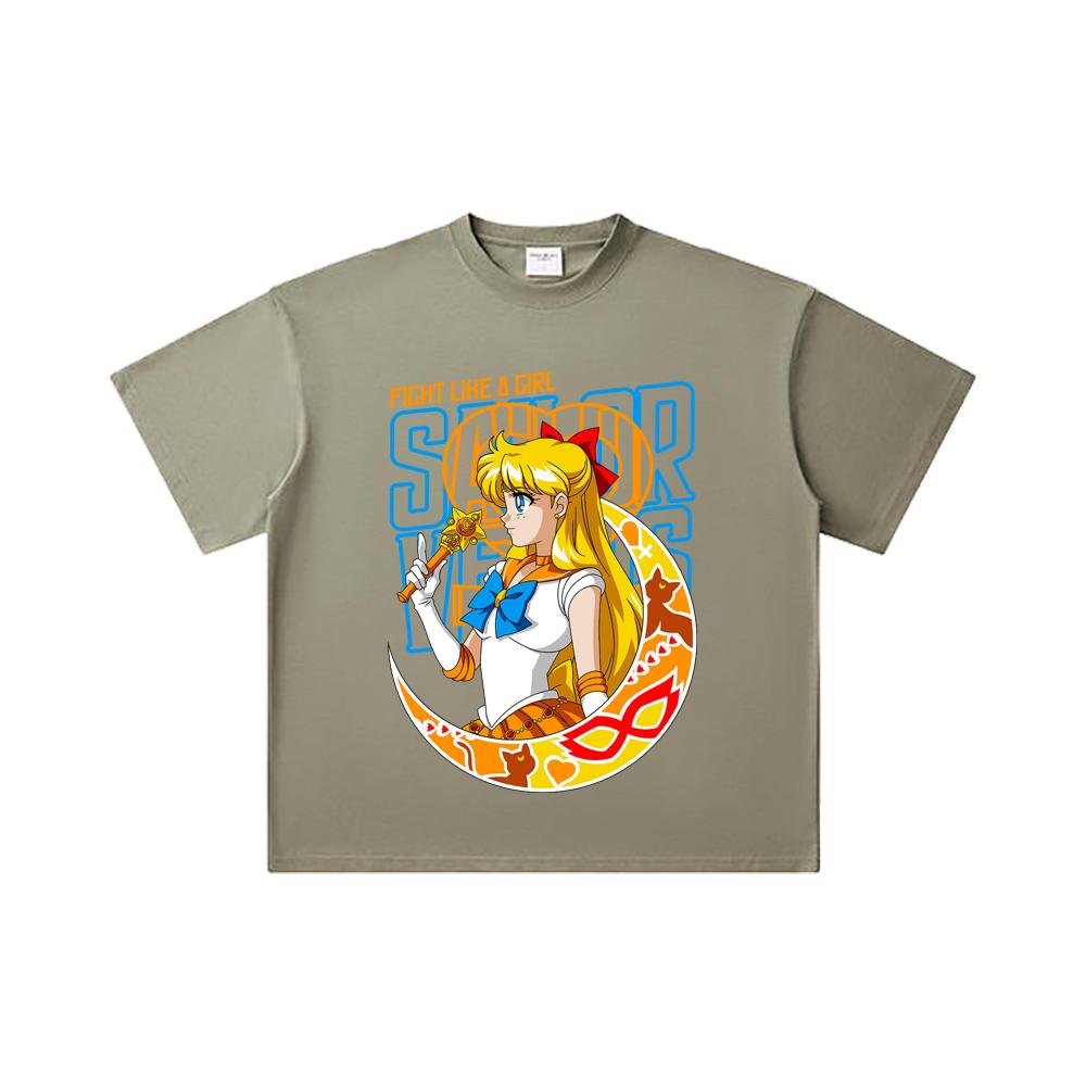 260 GSM Double Yarn 32 Count 100% Cotton Sailor Moon V5 Venus Print Unisex Heavy Cotton T Shirt