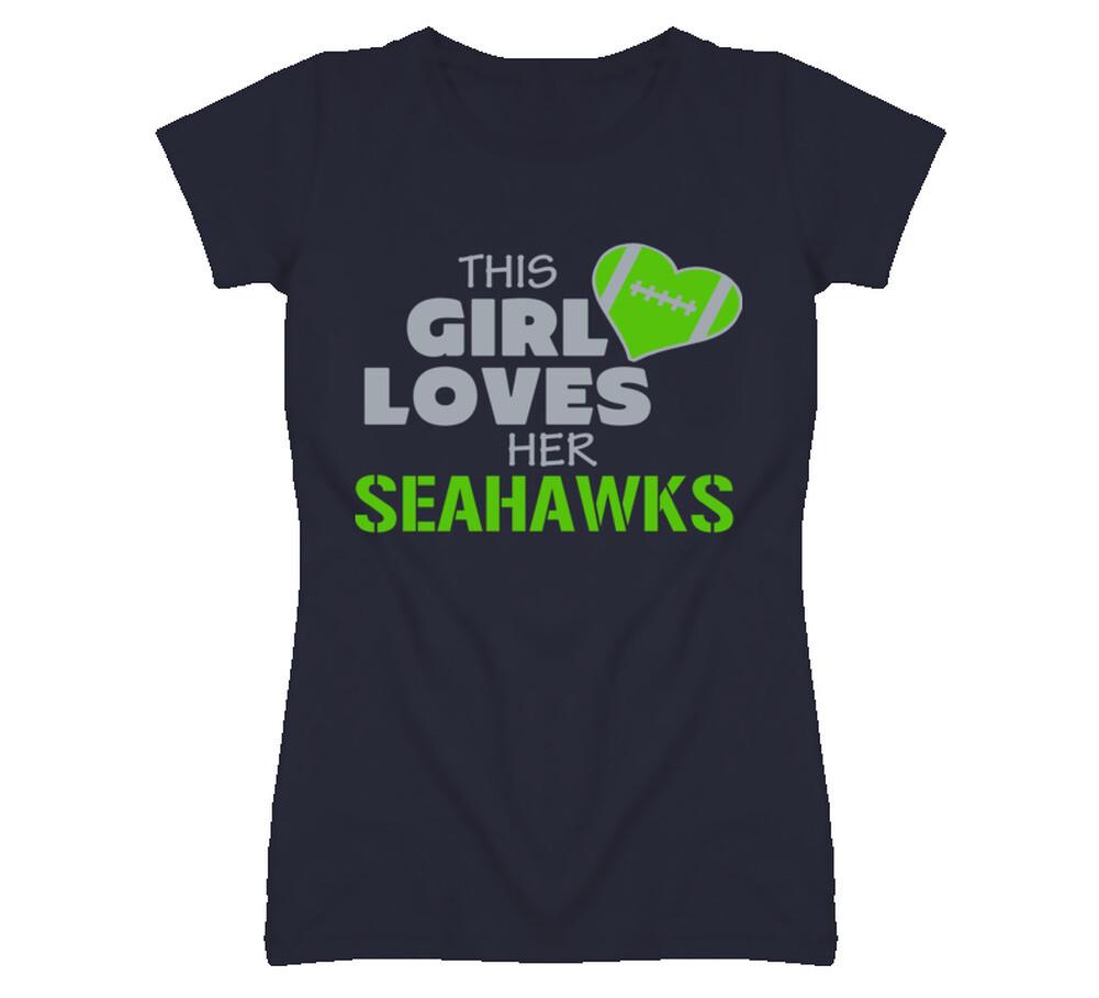 This Girl Loves Her Seahawks Football T Shirt Mens Womens Tees Top - Seattle Seahawks Team Colors 2XL