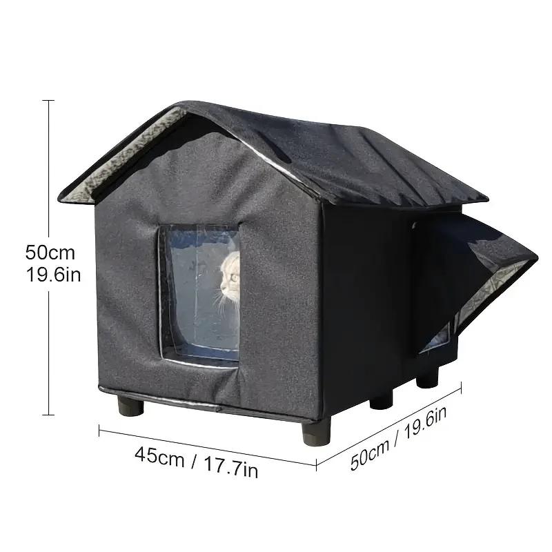 High-capacity Stray Cat House Outdoor Feral Cat Houses Foldable Bracket Pet Tent Cold Resistant Pet House Winter Warm for Outsid