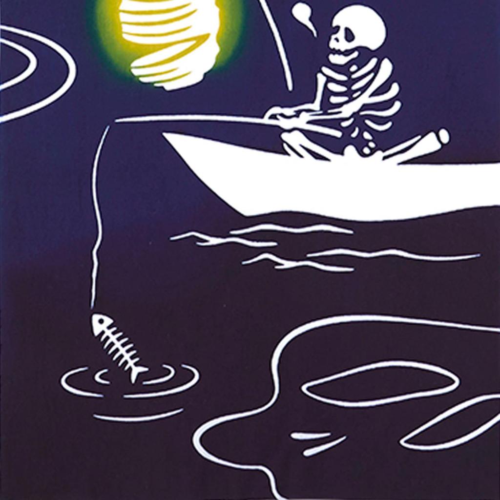 Miyamoto Towel Miyamoto Kenema Tenugui Fishing on the Sanzu 35 x 90 Made in Japan Chū-dyed (Tenugui) - River, Approx. cm,