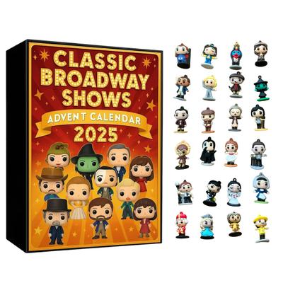 Calendário do Advento de 2025 de Espetáculos da Broadway Caixa de Contagem Regressiva de 24 Dias com Figuras Colecionáveis