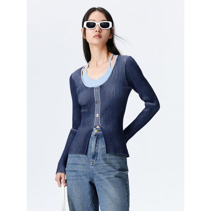 

PEACEBIRD Women s Fashion Layered Knit Top M