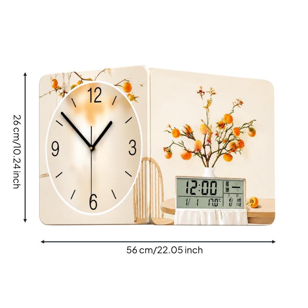 Wall Clock with Arabic Numerals Operated Seconds Hand NoHoles for Living Room,
