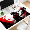 Samurai Warrior Red Ink Print Large Gaming Mousepad NonSlip Rubber Base Stitched Edge Office Keyboard Workstation Canvas