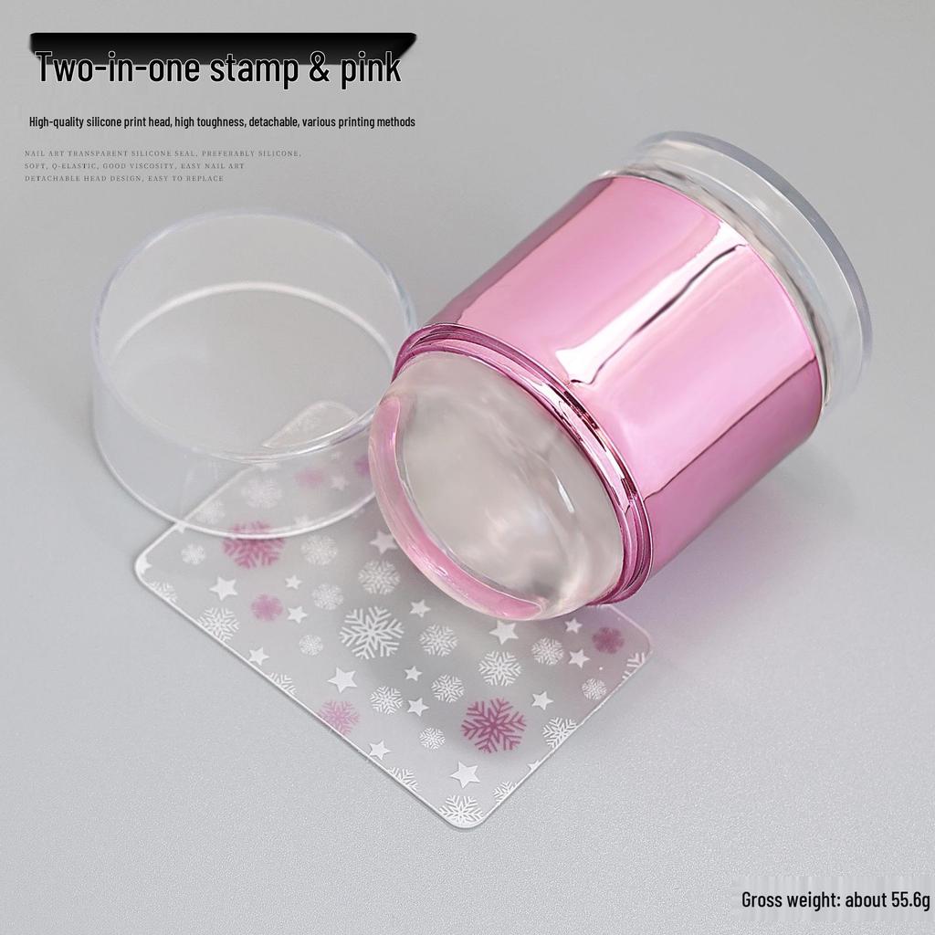 Large Silicone Nail Art Stamp with Lid - Single/Double Head French Design DIY Stamping Tools