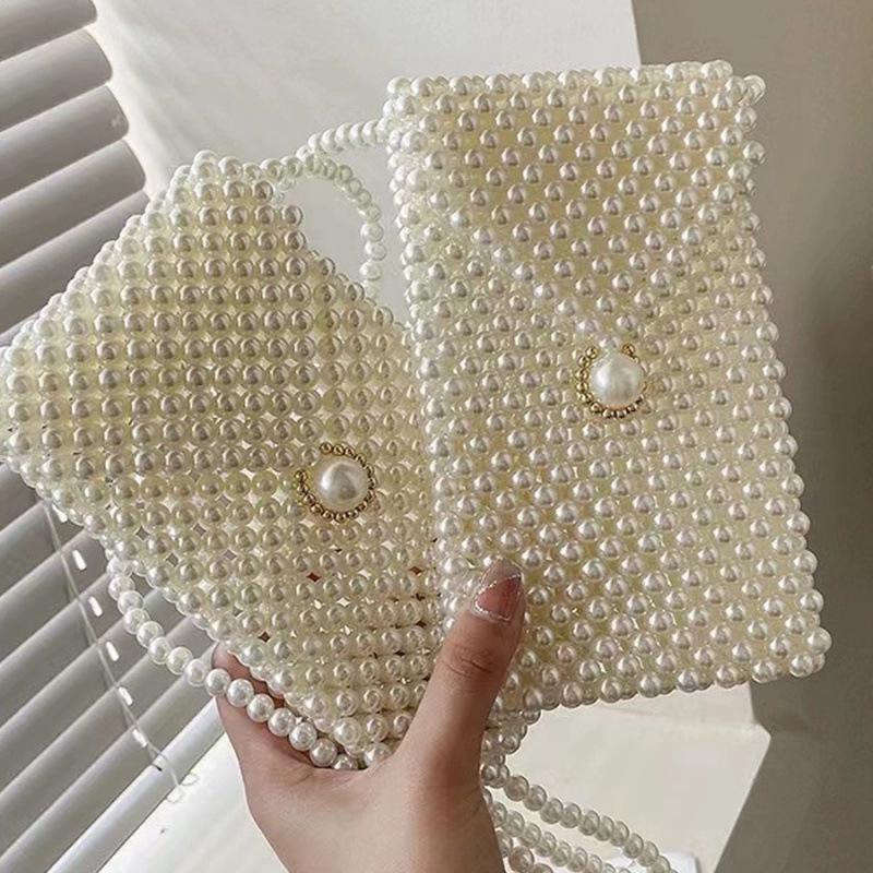 Geantă crossbody de vară 2025 din perle țesute manual: Design de nișă decupat la modă