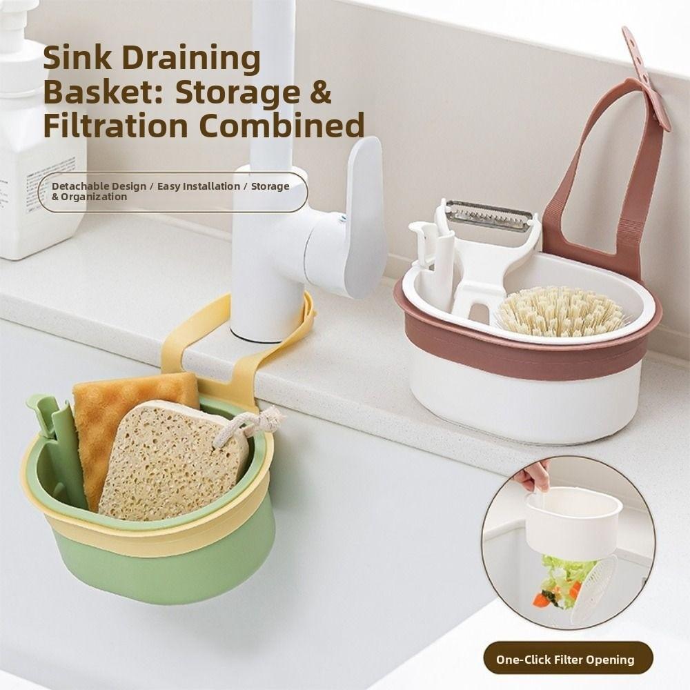 Getrenntes Spülbecken Hängender Abflusskorb Drücken Auskippen Abfall Spülbecken Aufbewahrungsregal