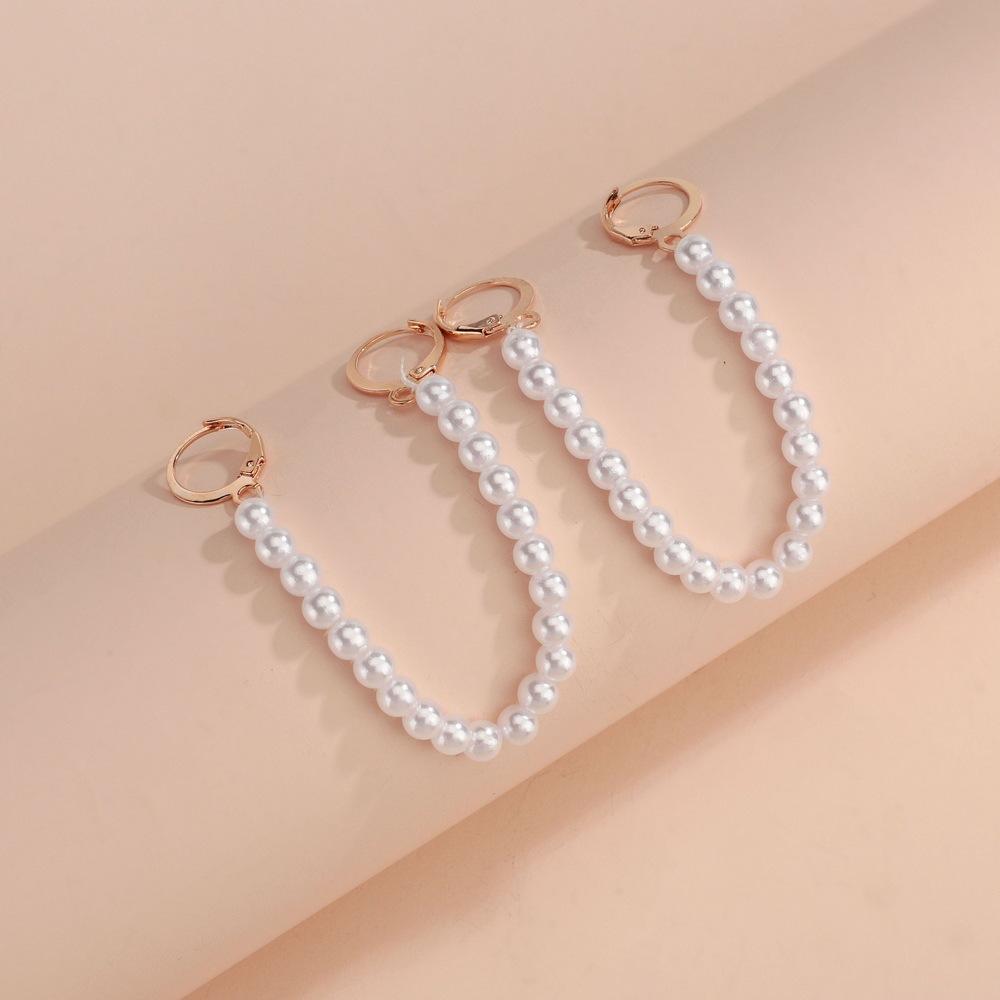 Stylish and elegant style pearl long ear clips, simple personalized earrings, suitable for women and girls commuting vacation