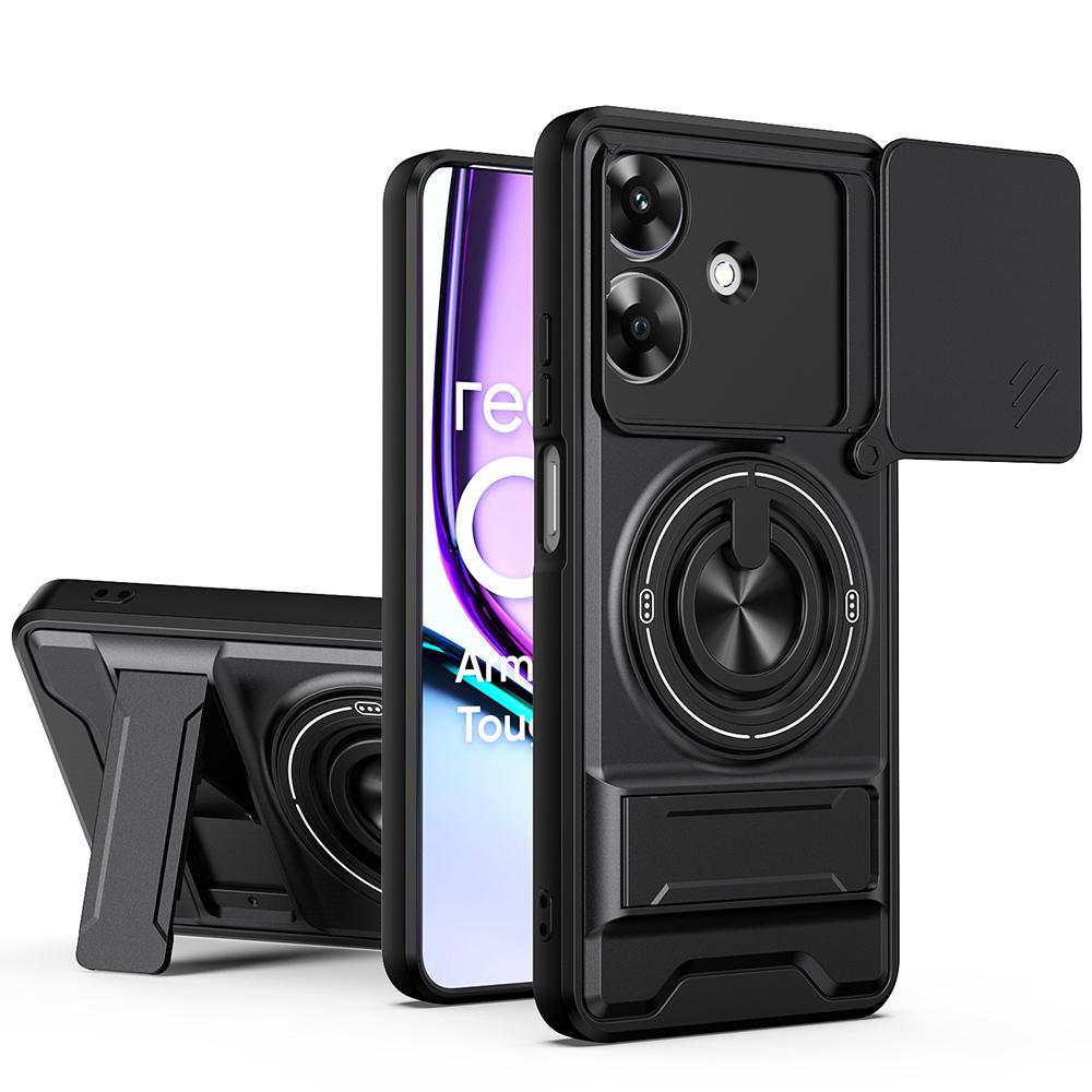 KEYSION Magnetic Phone Case for Realme Note 60 60X Slide Camera Protection Upright Kickstand 360° Ring Shockproof Back Cover