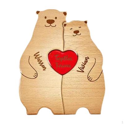 Puzzle en bois décoratif en forme de famille d'ours, jolis cadeaux d'anniversaire, sculpture d'ours pour