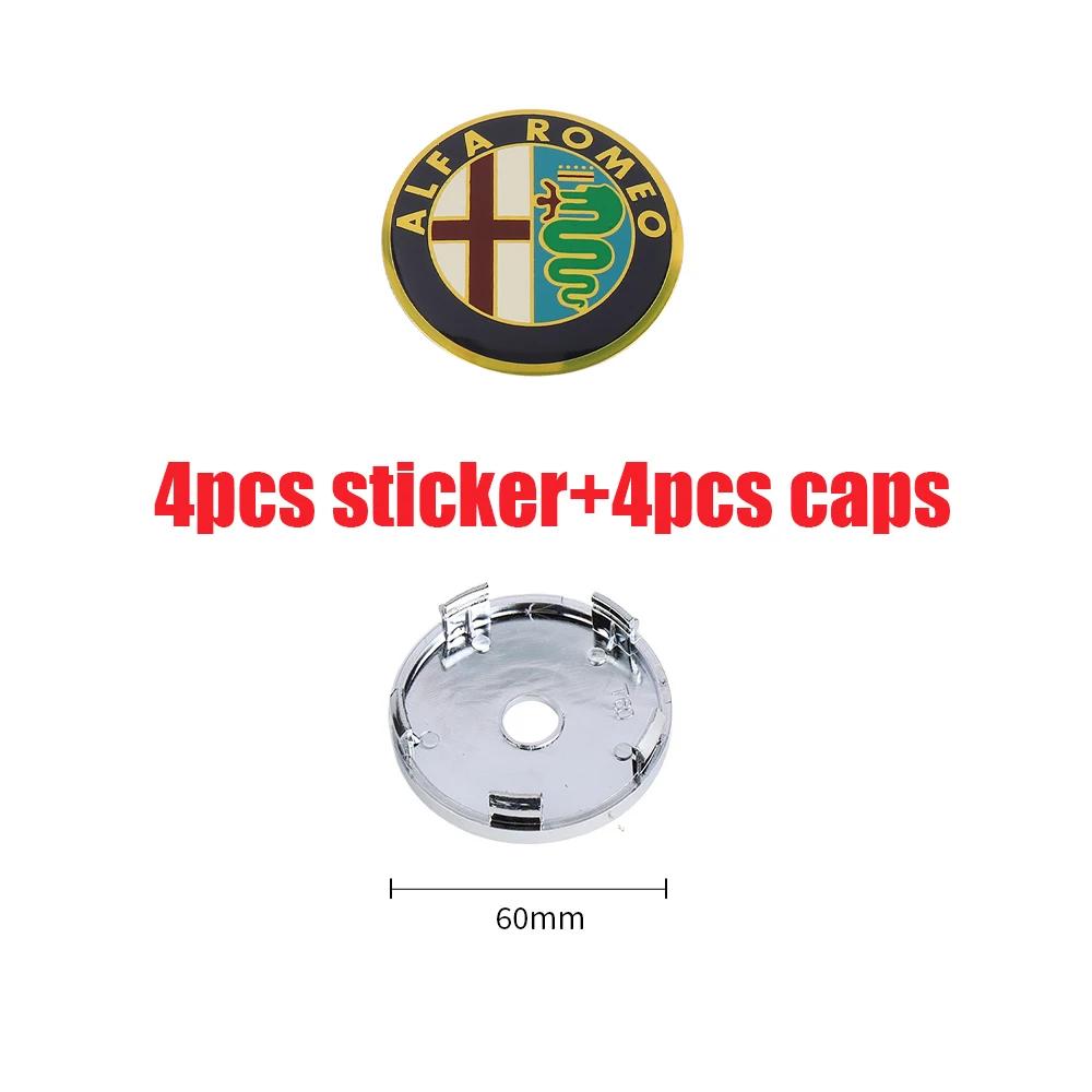 4Pcs 56/60MM Car Wheel Center Hub Caps For Alfa Romeo Giulia Stelvio Giulietta 156 159 147 Mito Tonale GT 166 Logo Sticker Cover